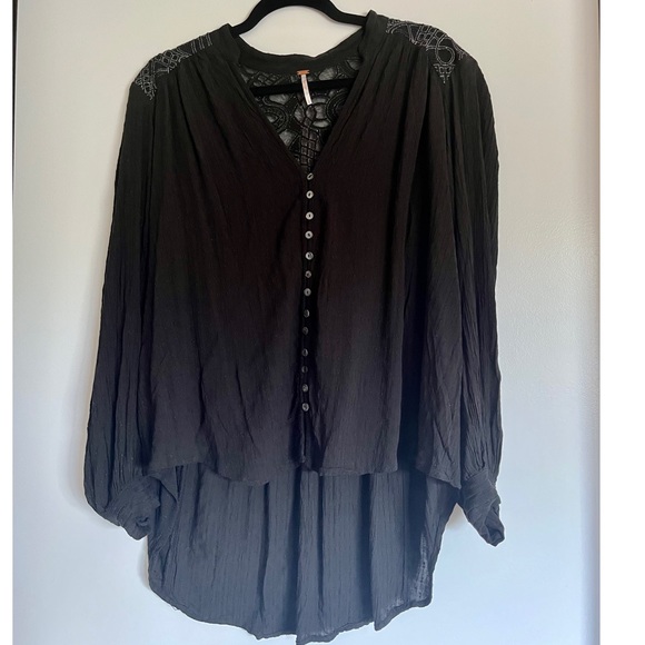 Free People Black Canyon Rose Button Down Blouse, L - Picture 3 of 6